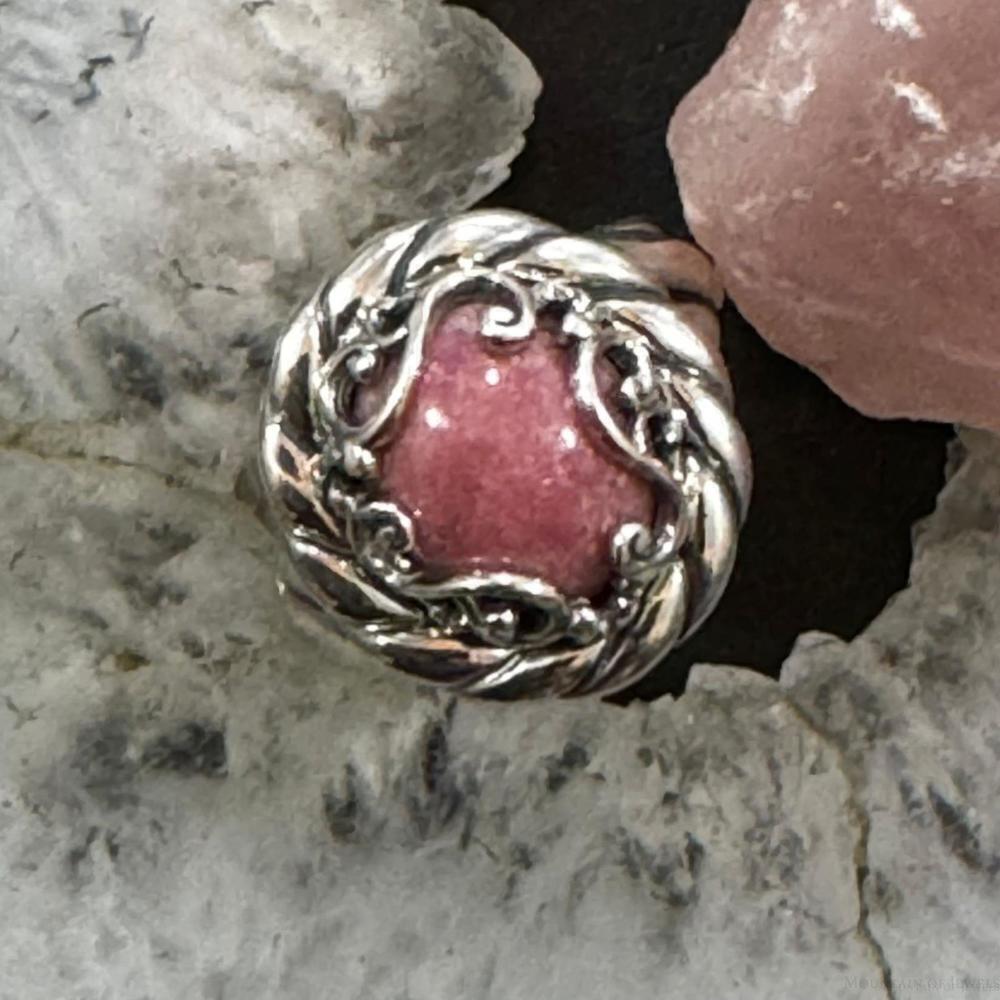 Carolyn Pollack Sterling Oval Rhodochrosite Decorated Ring Size 5 For Women